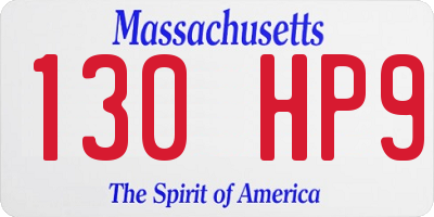 MA license plate 130HP9