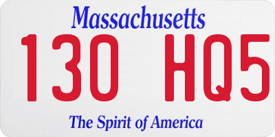 MA license plate 130HQ5