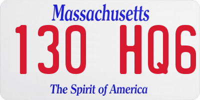 MA license plate 130HQ6