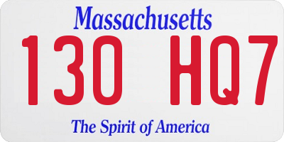 MA license plate 130HQ7