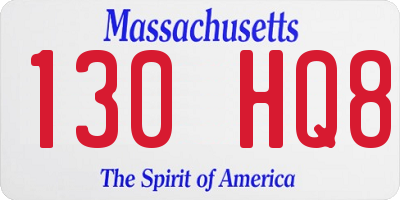 MA license plate 130HQ8