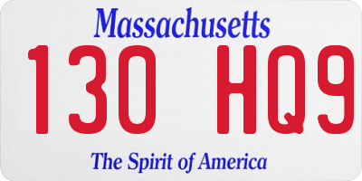 MA license plate 130HQ9