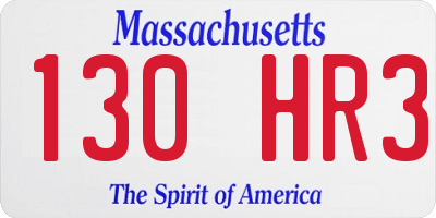 MA license plate 130HR3