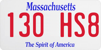 MA license plate 130HS8