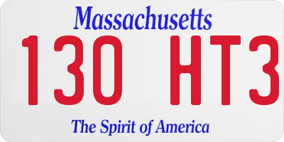 MA license plate 130HT3