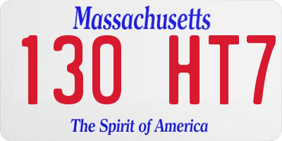 MA license plate 130HT7