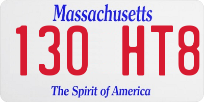 MA license plate 130HT8