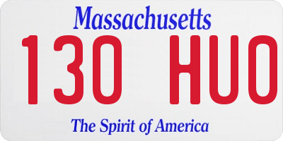 MA license plate 130HU0