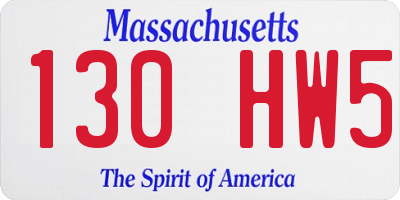 MA license plate 130HW5
