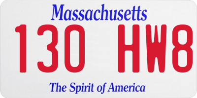 MA license plate 130HW8