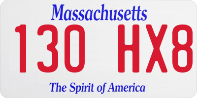 MA license plate 130HX8