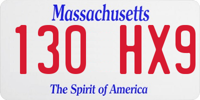 MA license plate 130HX9