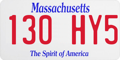 MA license plate 130HY5