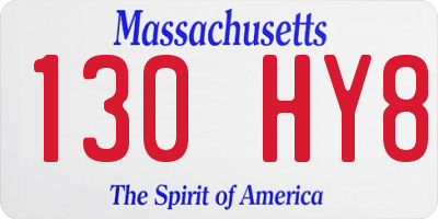 MA license plate 130HY8