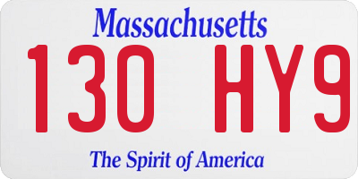 MA license plate 130HY9