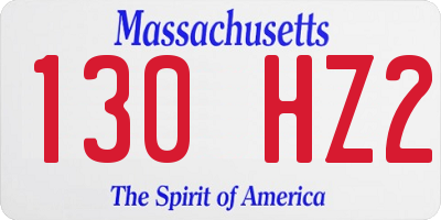 MA license plate 130HZ2