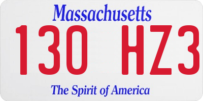 MA license plate 130HZ3