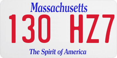 MA license plate 130HZ7