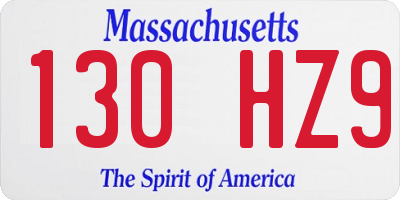 MA license plate 130HZ9