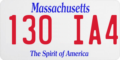 MA license plate 130IA4