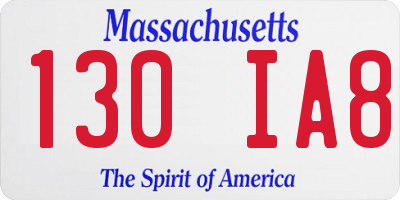 MA license plate 130IA8