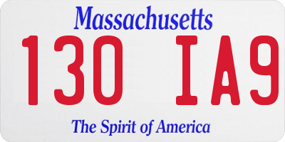 MA license plate 130IA9