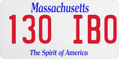 MA license plate 130IB0