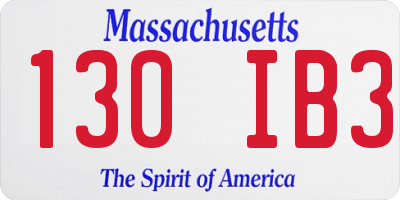 MA license plate 130IB3