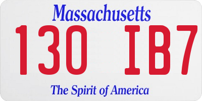 MA license plate 130IB7