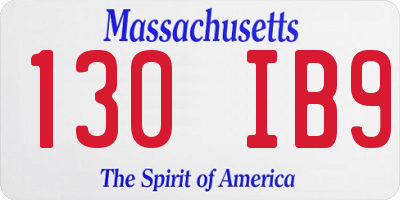 MA license plate 130IB9