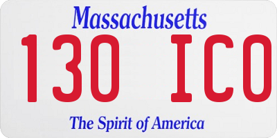 MA license plate 130IC0