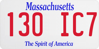 MA license plate 130IC7