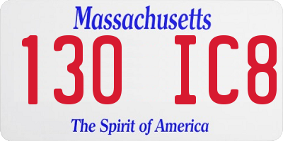 MA license plate 130IC8