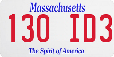 MA license plate 130ID3