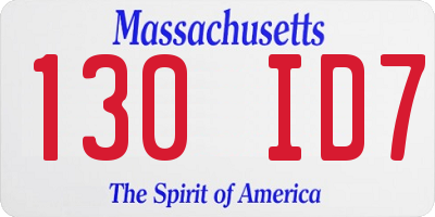 MA license plate 130ID7