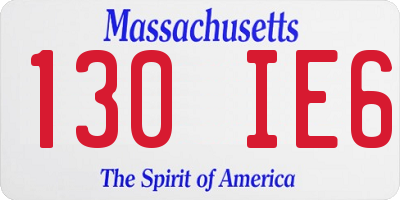 MA license plate 130IE6