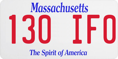 MA license plate 130IF0