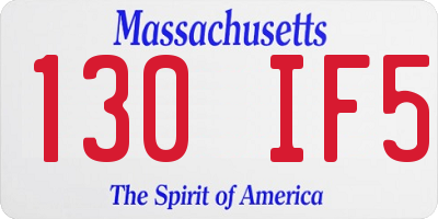 MA license plate 130IF5
