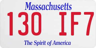MA license plate 130IF7