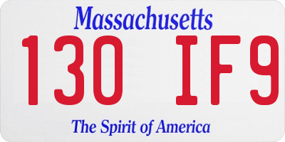 MA license plate 130IF9