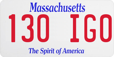 MA license plate 130IG0