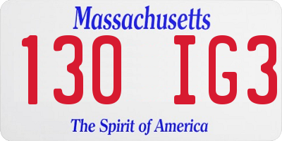 MA license plate 130IG3