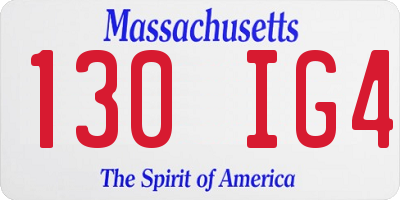 MA license plate 130IG4