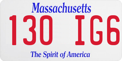 MA license plate 130IG6