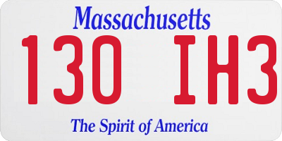 MA license plate 130IH3