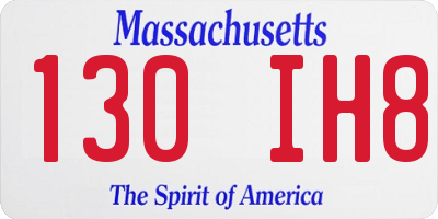 MA license plate 130IH8