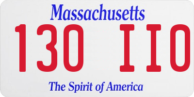 MA license plate 130II0