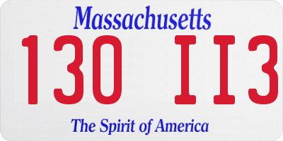 MA license plate 130II3