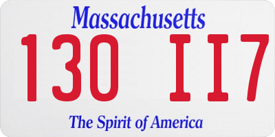 MA license plate 130II7