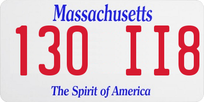 MA license plate 130II8